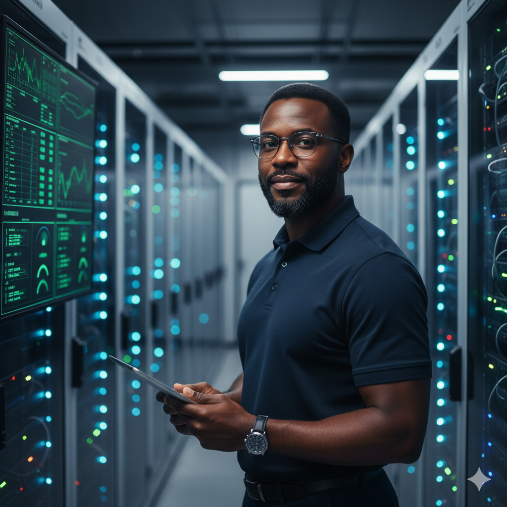 IT professional in enterprise data centre