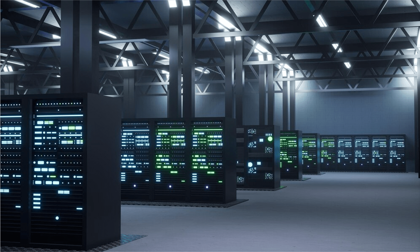 Modern data center with server infrastructure