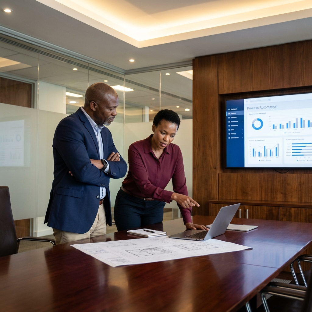 Strategic technology planning in modern conference room