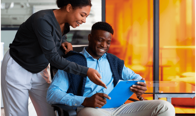 Team reviewing job roles